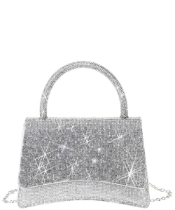 Rhinestone All Over Curved Handle Bag HD-3897 SILVER
